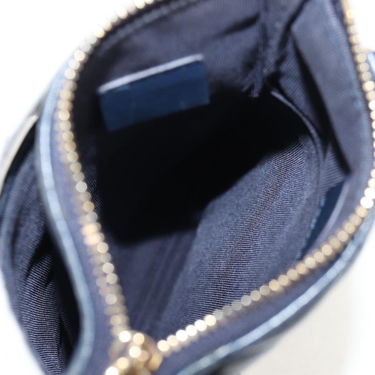 CHANEL Matelasse Chain Phone Case Bag Lamb Skin Navy Gold CC Auth BA8715SAV