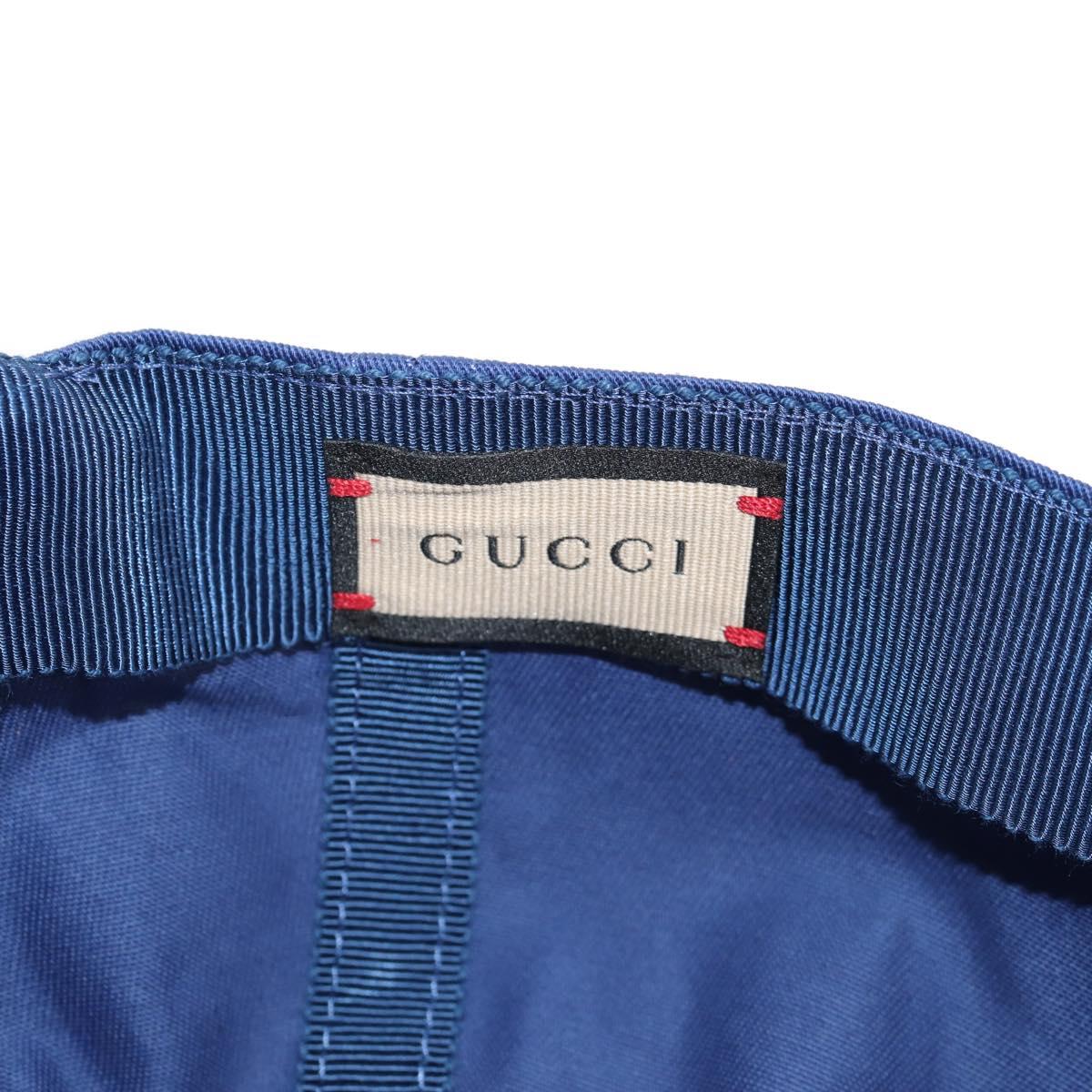 GUCCI Baseball Cap Cotton Blue 773135 Auth BA8717V