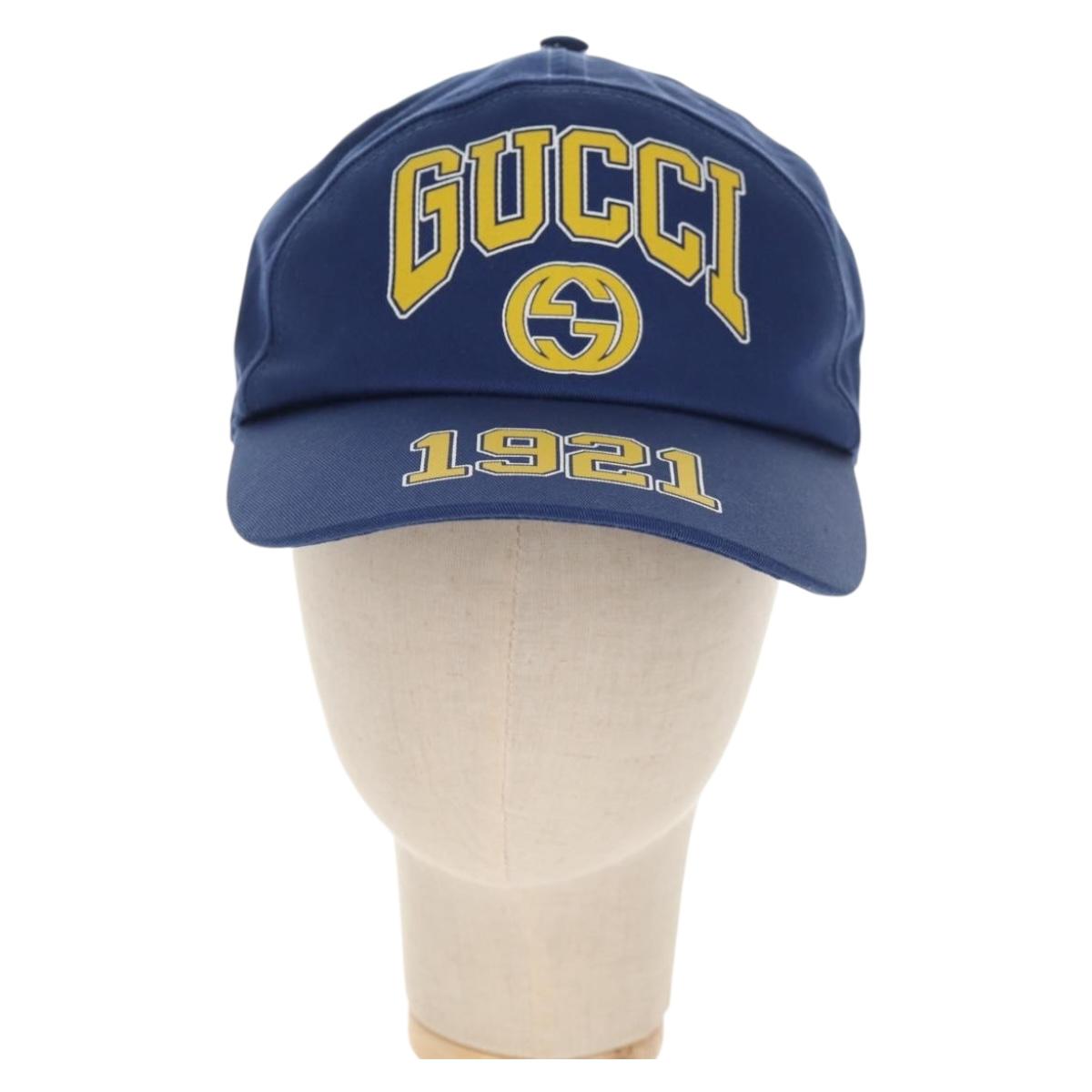 GUCCI Baseball Cap Cotton Blue 773135 Auth BA8717V
