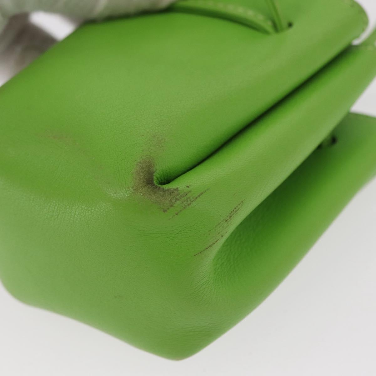 HERMES Vespa Pouch Leather Green Auth BA8722