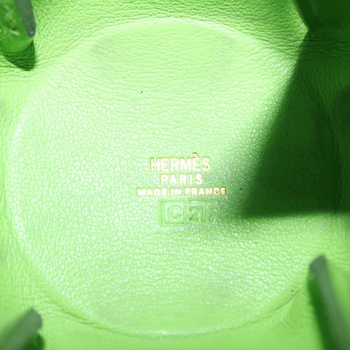 HERMES Vespa Pouch Leather Green Auth BA8722