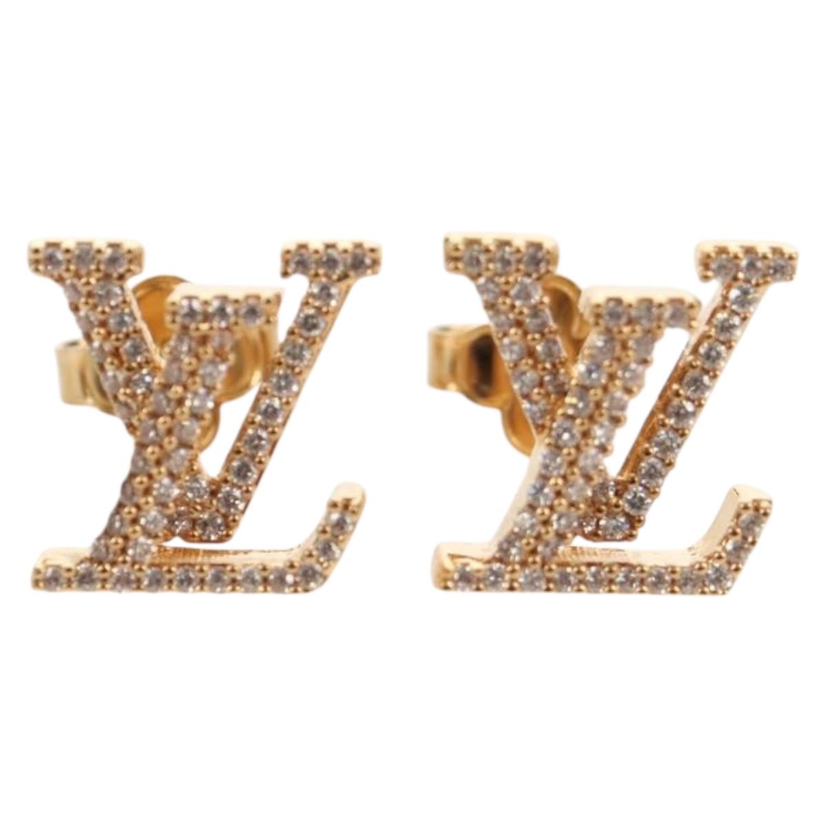 LOUIS VUITTON Monogram Metal Pierce LV Iconic Strass Gold M00609 LV Auth BA8724SAM