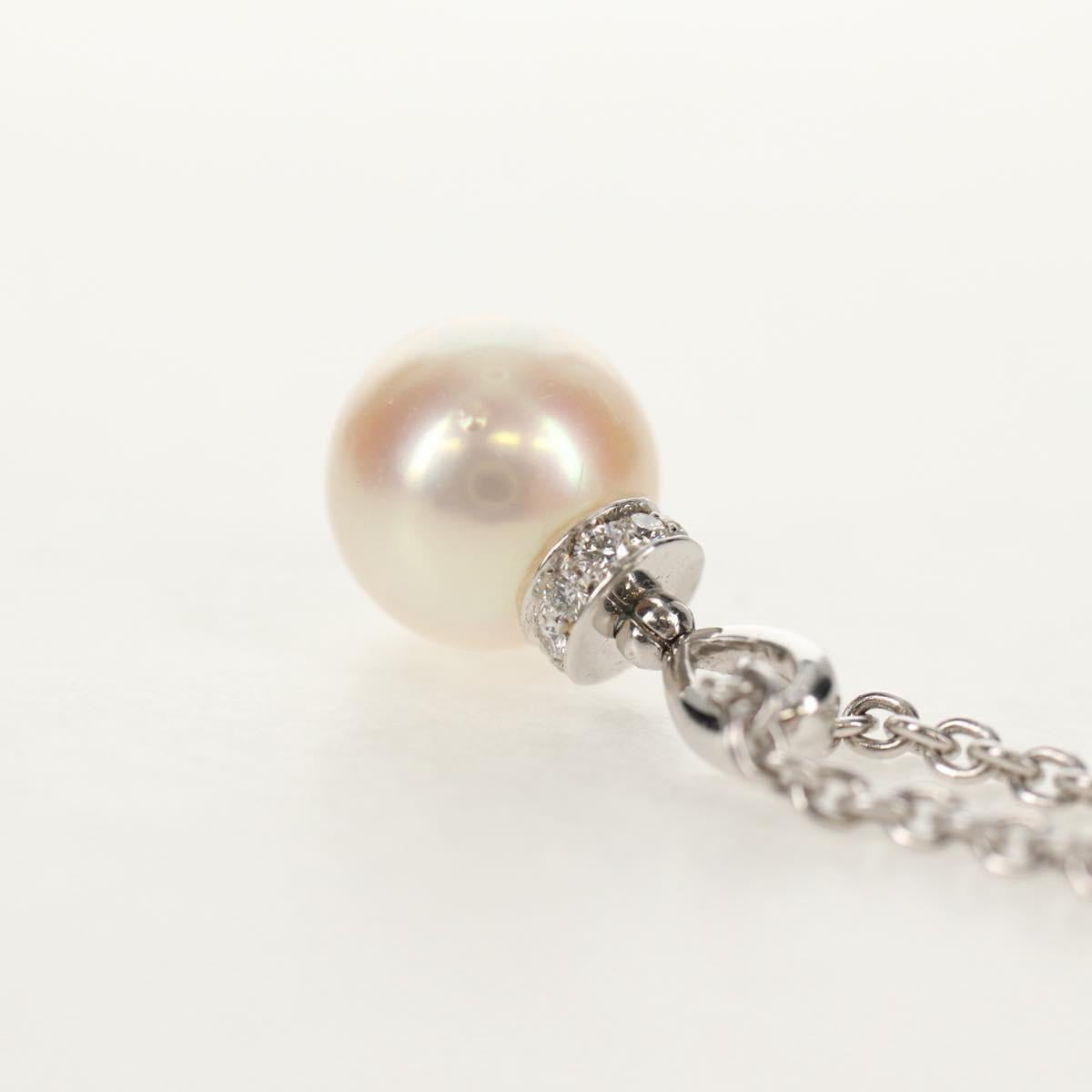 BVLGARI Pearl Necklace metal Silver Auth BA8725SAV