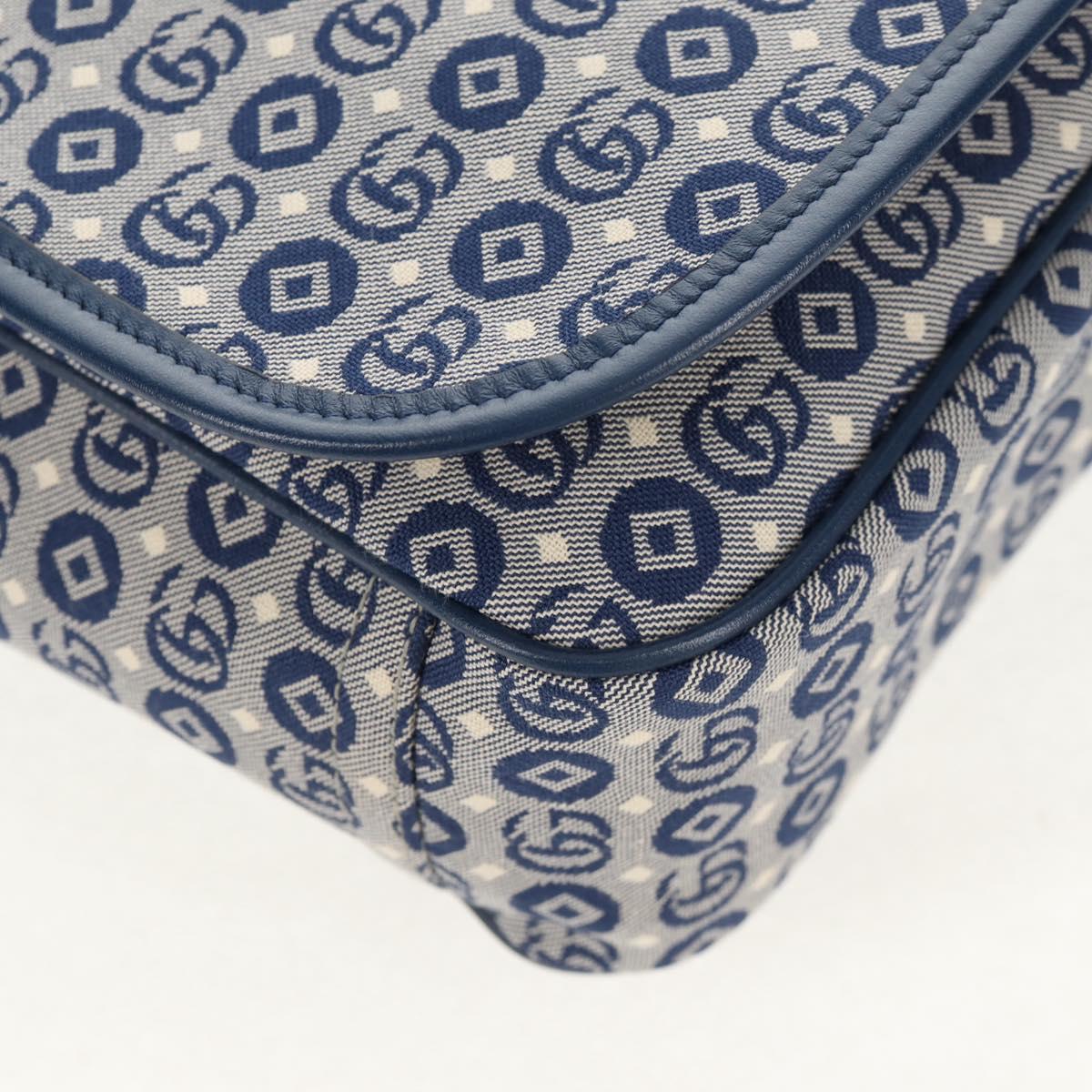 GUCCI Shoulder Bag Canvas Blue Silver 664143 Auth BA8728SAV