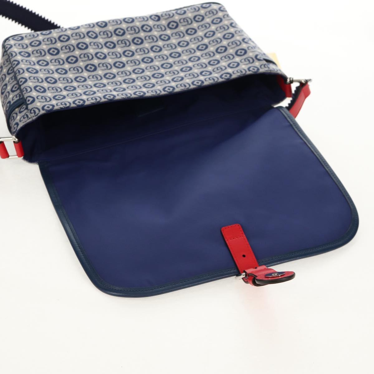 GUCCI Shoulder Bag Canvas Blue Silver 664143 Auth BA8728SAV