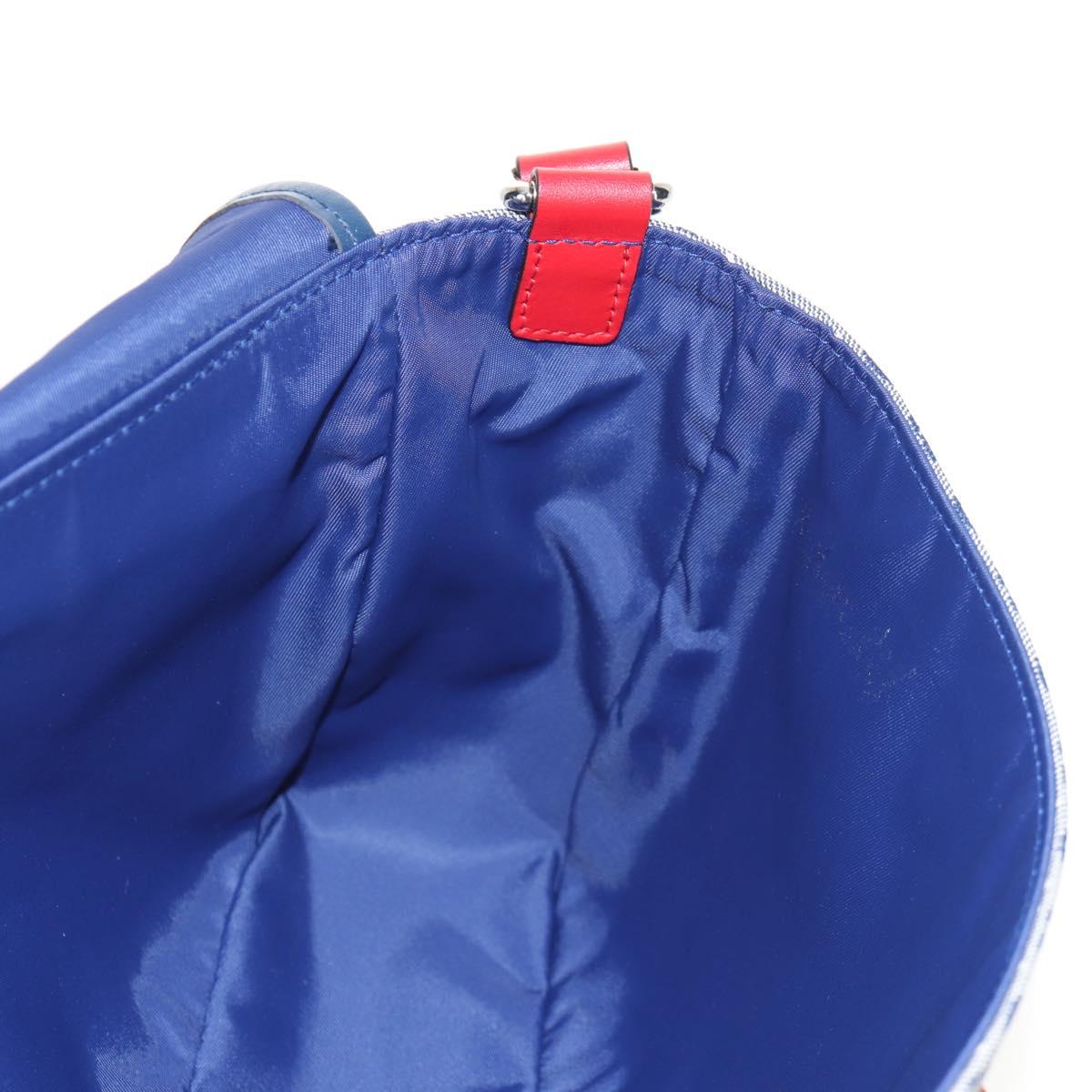 GUCCI Shoulder Bag Canvas Blue Silver 664143 Auth BA8728SAV