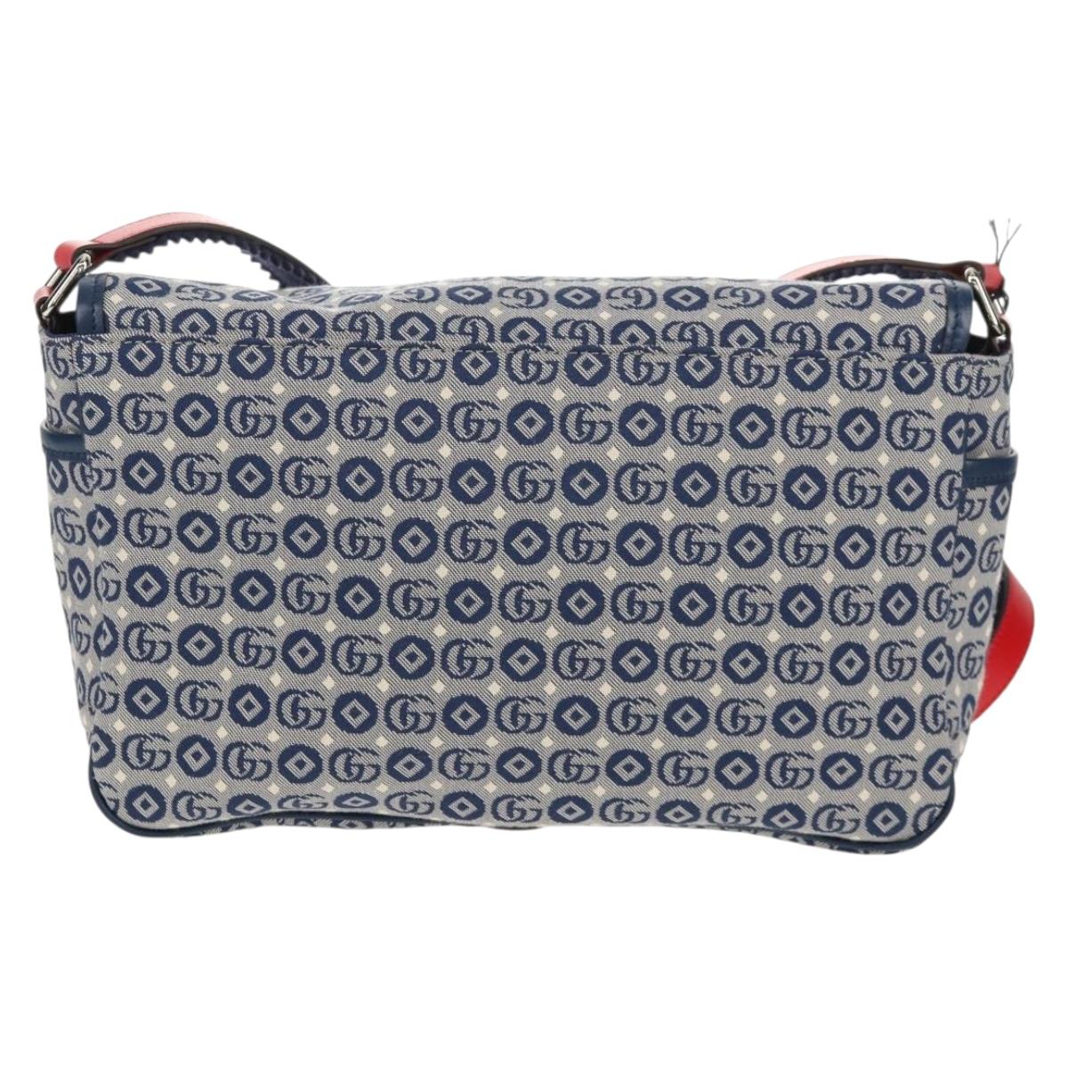 GUCCI Shoulder Bag Canvas Blue Silver 664143 Auth BA8728SAV