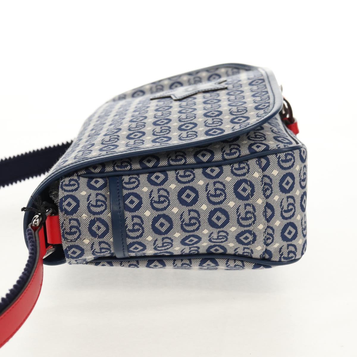 GUCCI Shoulder Bag Canvas Blue Silver 664143 Auth BA8728SAV