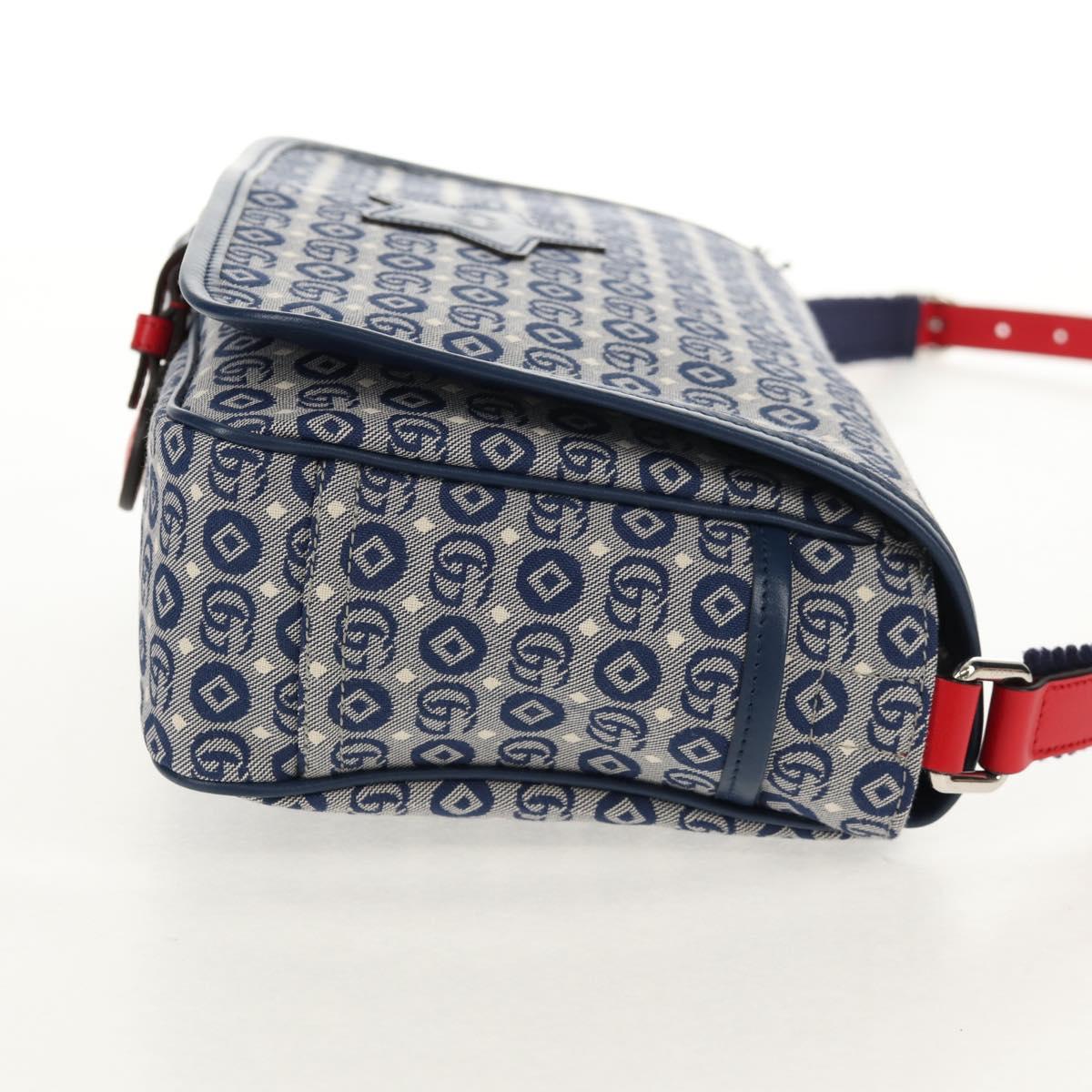 GUCCI Shoulder Bag Canvas Blue Silver 664143 Auth BA8728SAV