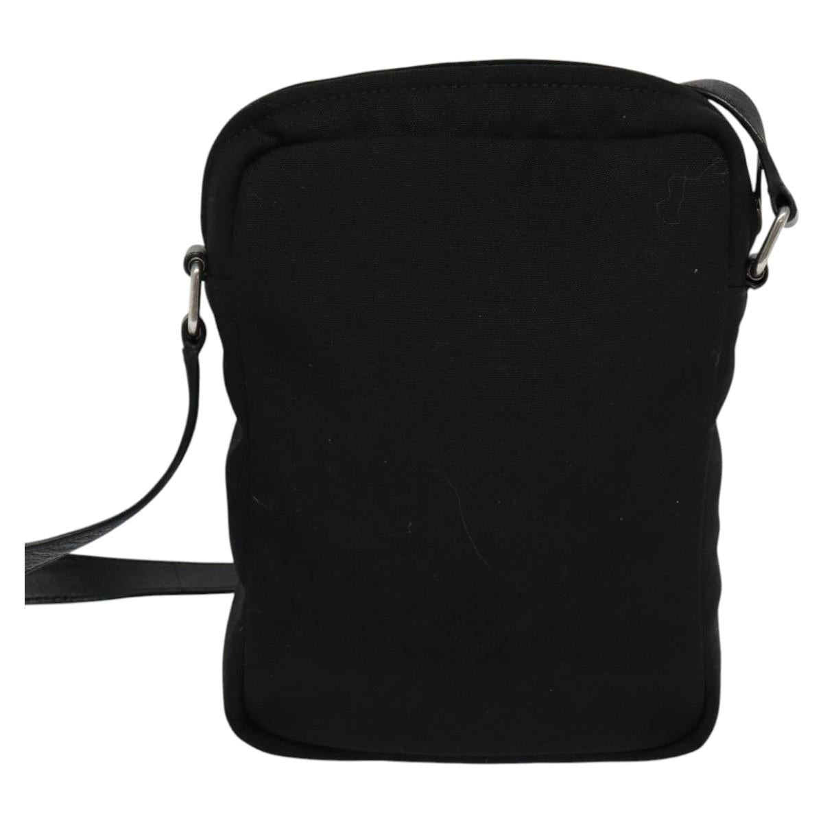 SAINT LAURENT Shoulder Bag Canvas Black Auth BA873