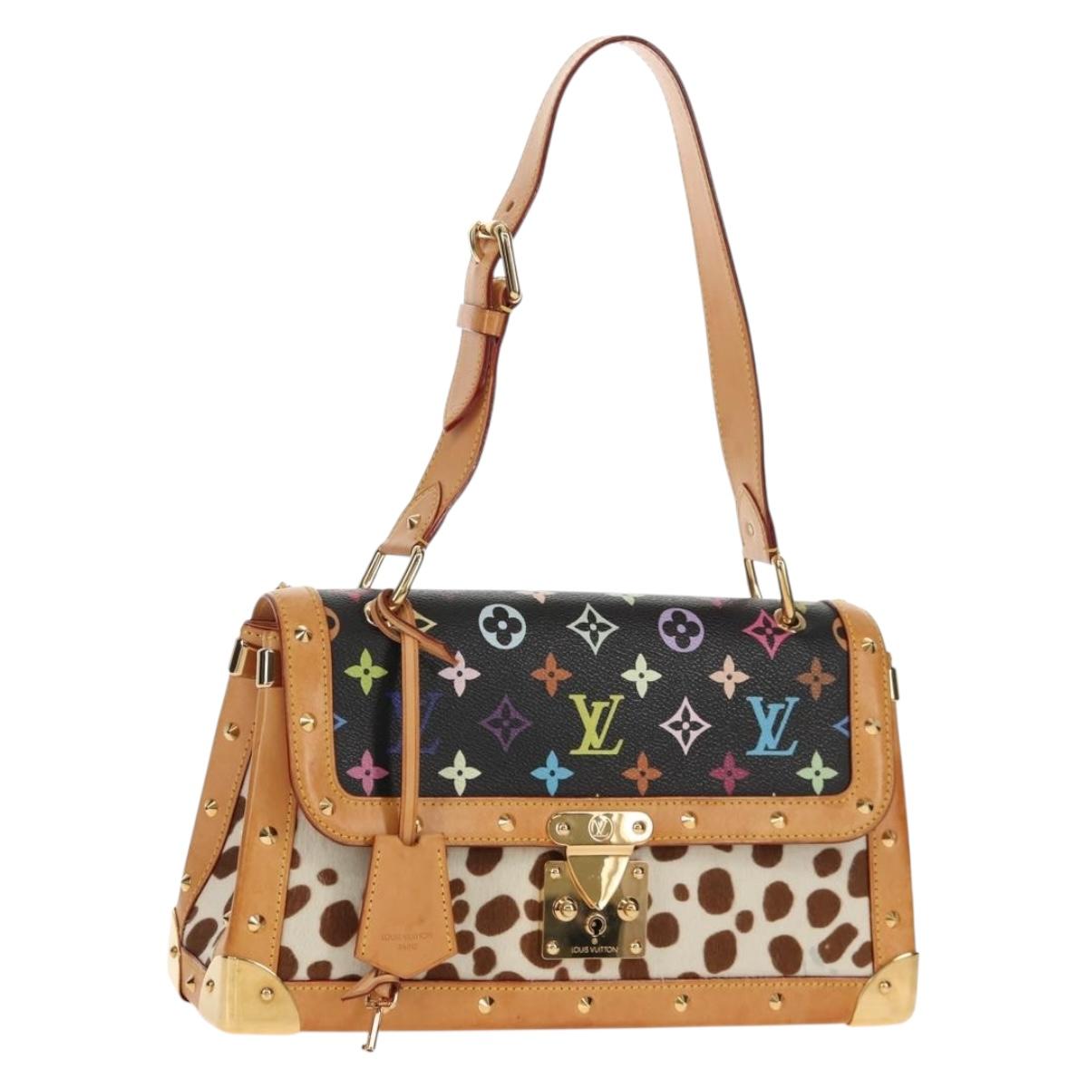 LOUIS VUITTON Multicolor Sac Dalmatian Hand Bag Black M92825 LV Auth BA8730SAV