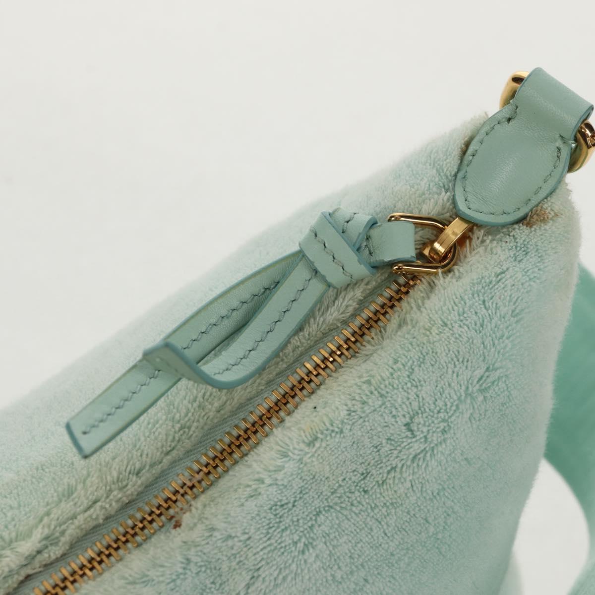 Miu Miu Shoulder Bag pile Turquoise Blue Gold Auth BA8734V