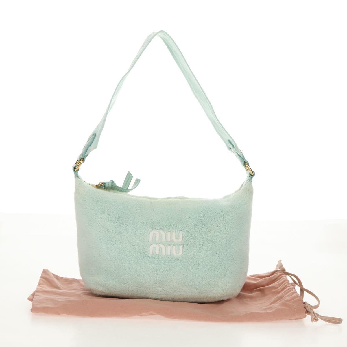 Miu Miu Shoulder Bag pile Turquoise Blue Gold Auth BA8734V
