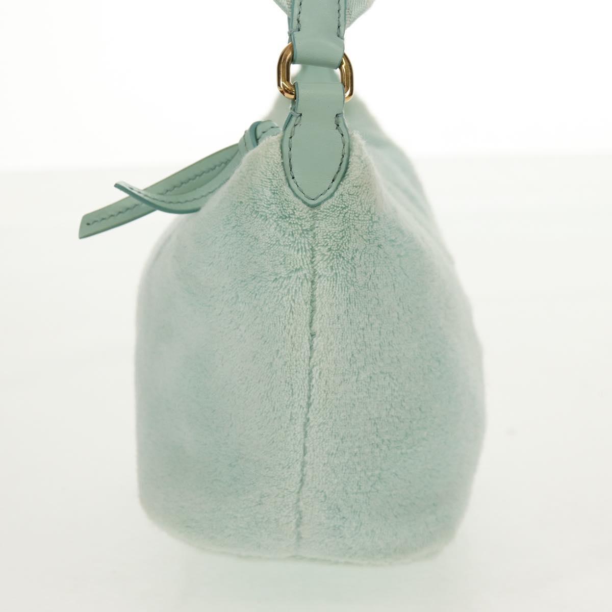 Miu Miu Shoulder Bag pile Turquoise Blue Gold Auth BA8734V