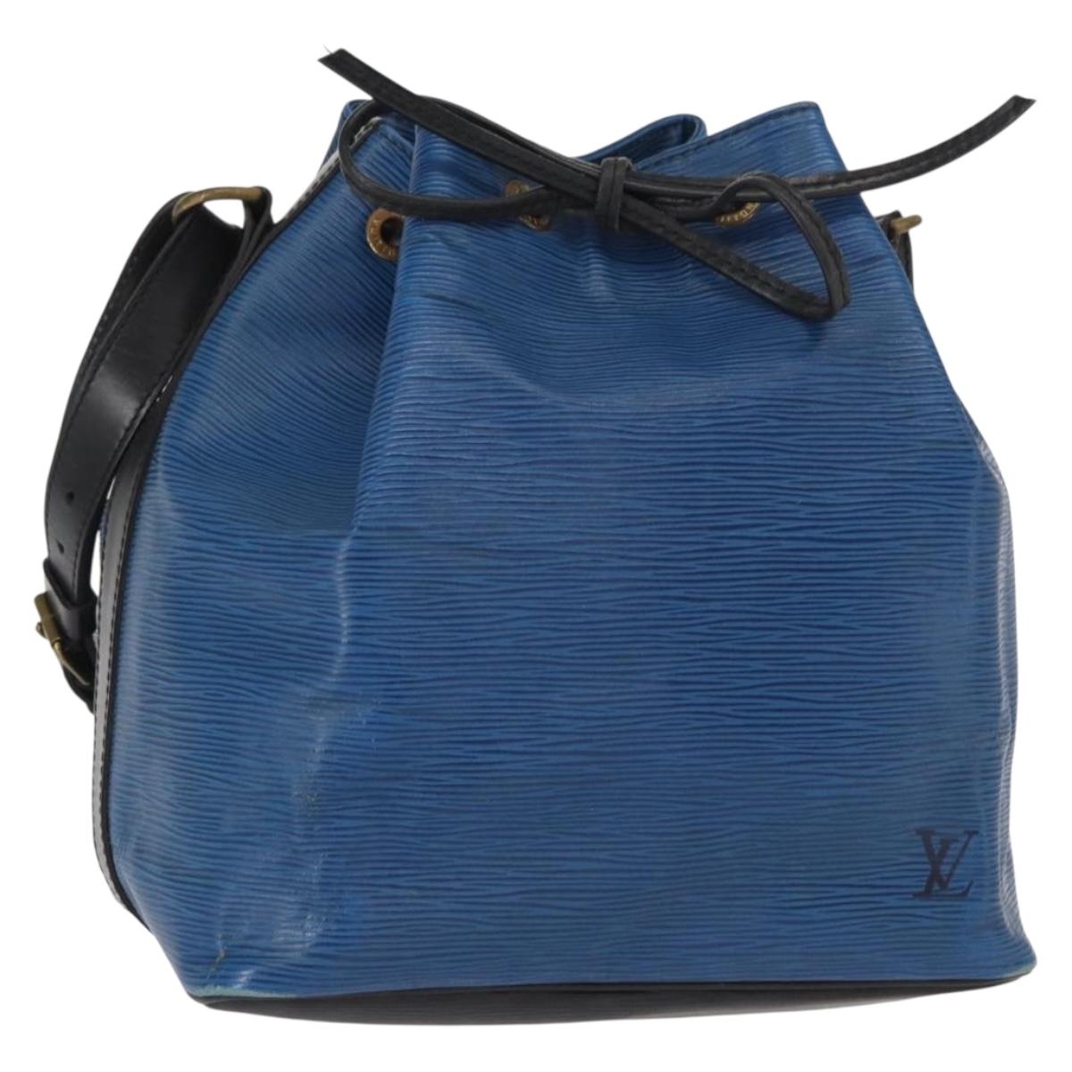 LOUIS VUITTON Epi Petit Noe Bag Bicolor Black Blue M44152 LV Auth BA8744