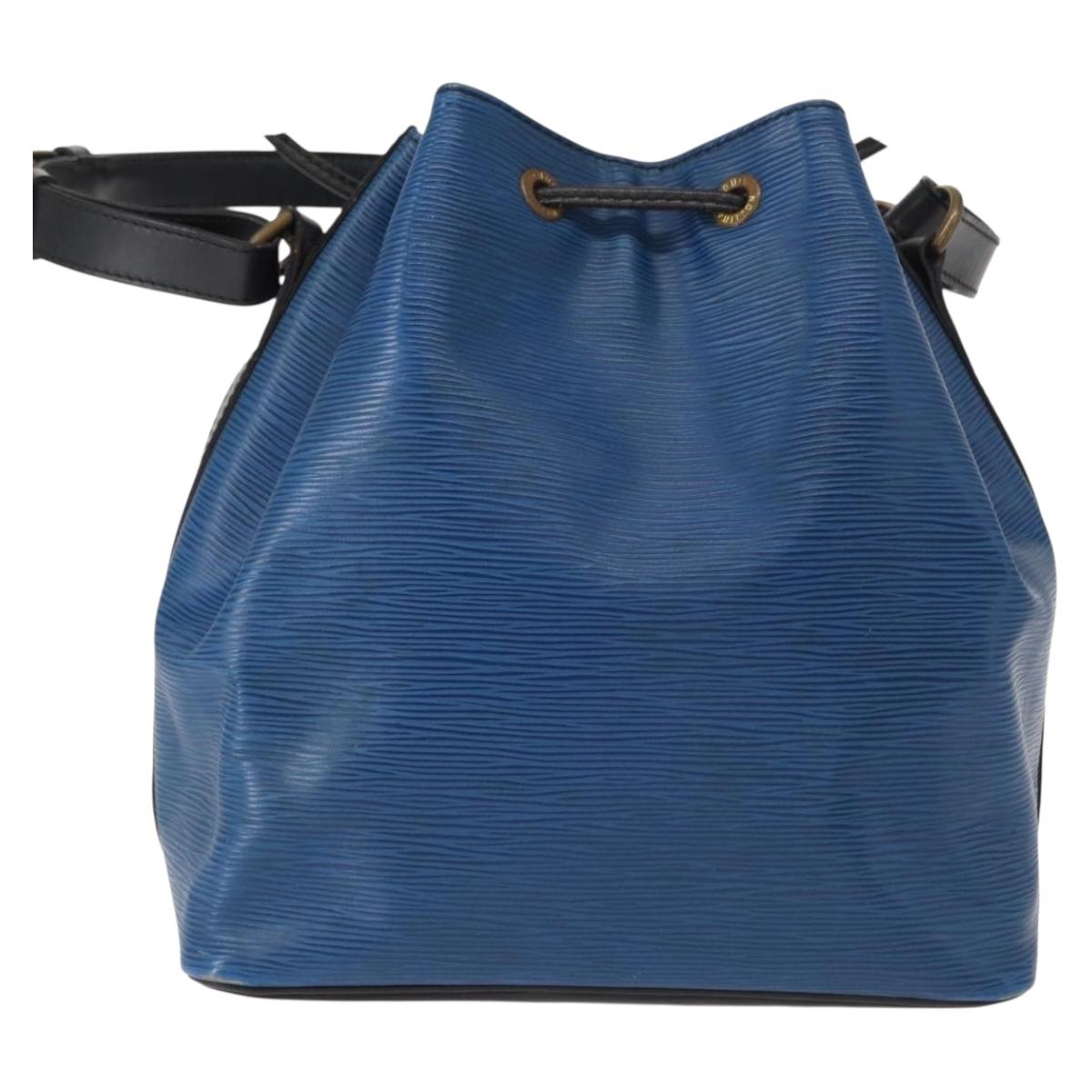 LOUIS VUITTON Epi Petit Noe Bag Bicolor Black Blue M44152 LV Auth BA8744