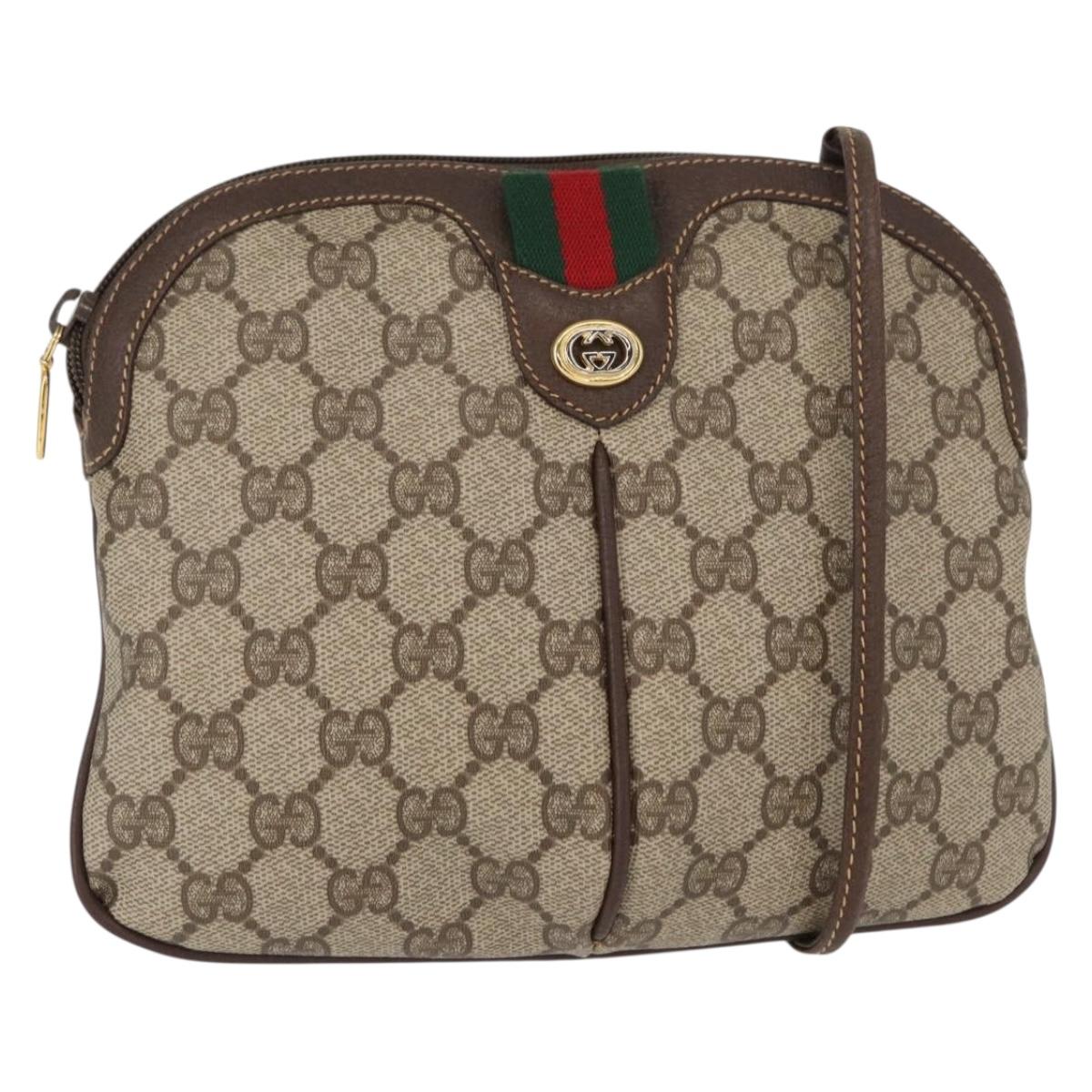 GUCCI GG Supreme Web Sherry Line Bag PVC Beige Gold 904 02 047 Auth BA8747