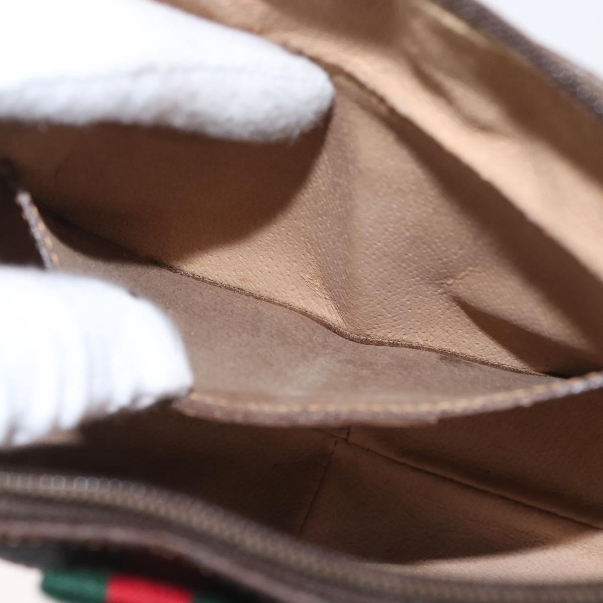 GUCCI GG Supreme Web Sherry Line Bag PVC Beige Gold 904 02 047 Auth BA8747