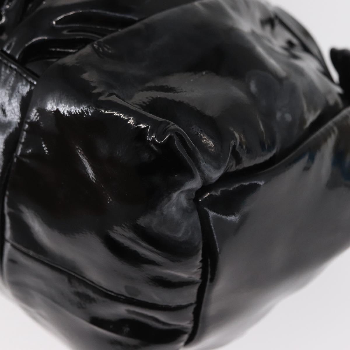 GUCCI Hand Bag Enamel Black Gold 197020 Auth BA8750