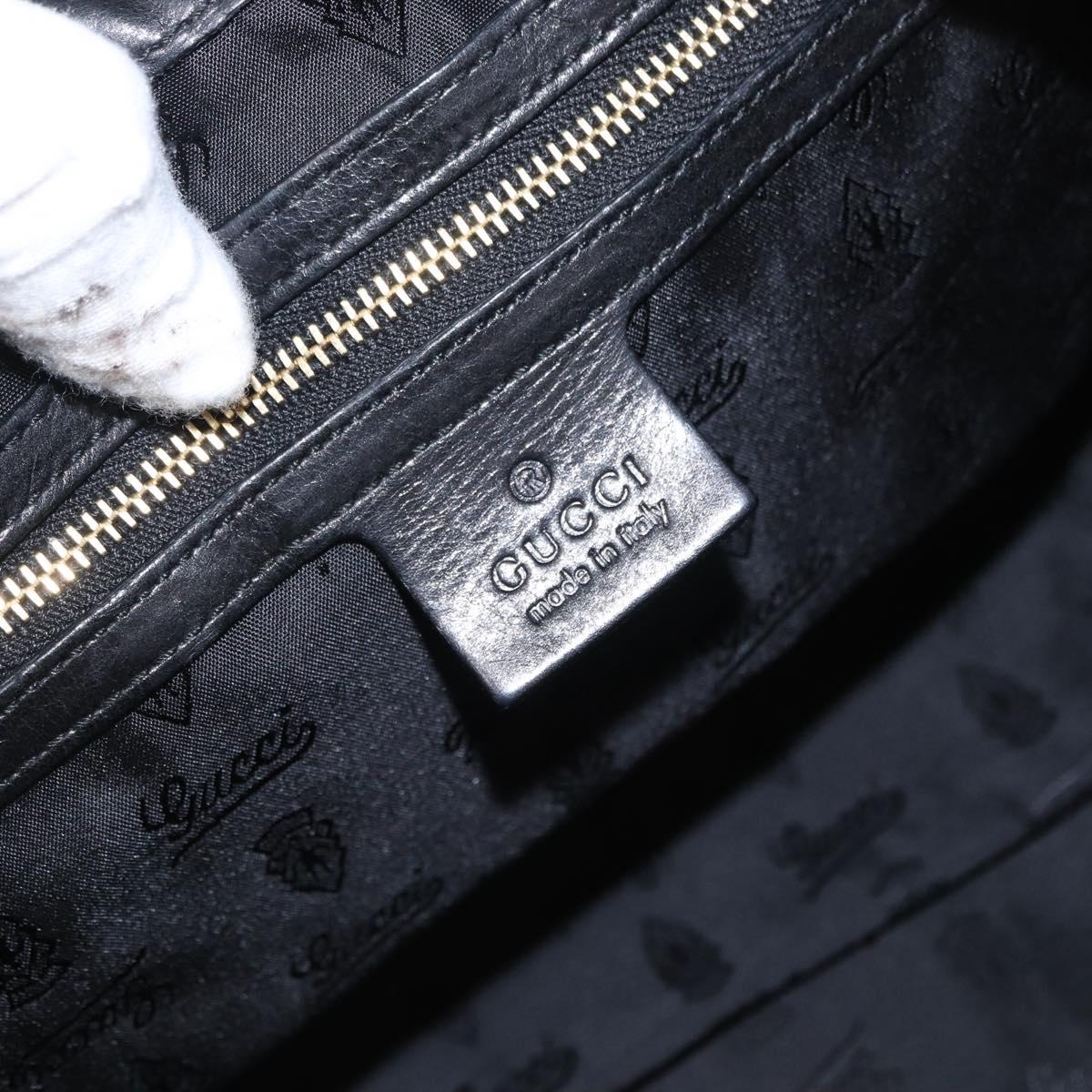 GUCCI Hand Bag Enamel Black Gold 197020 Auth BA8750