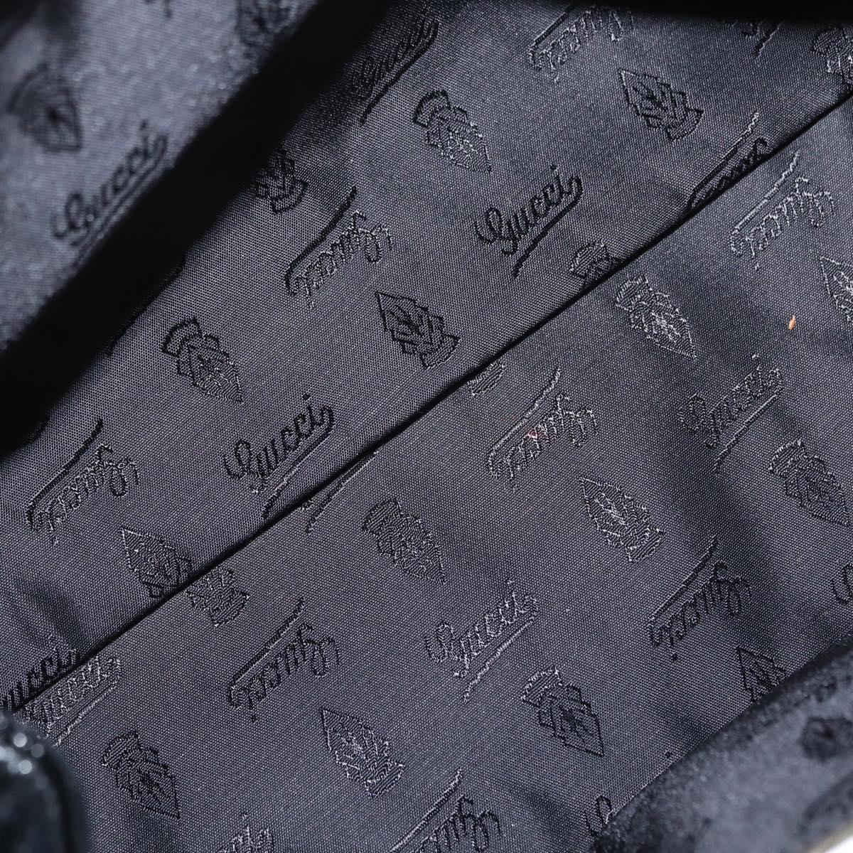 GUCCI Hand Bag Enamel Black Gold 197020 Auth BA8750