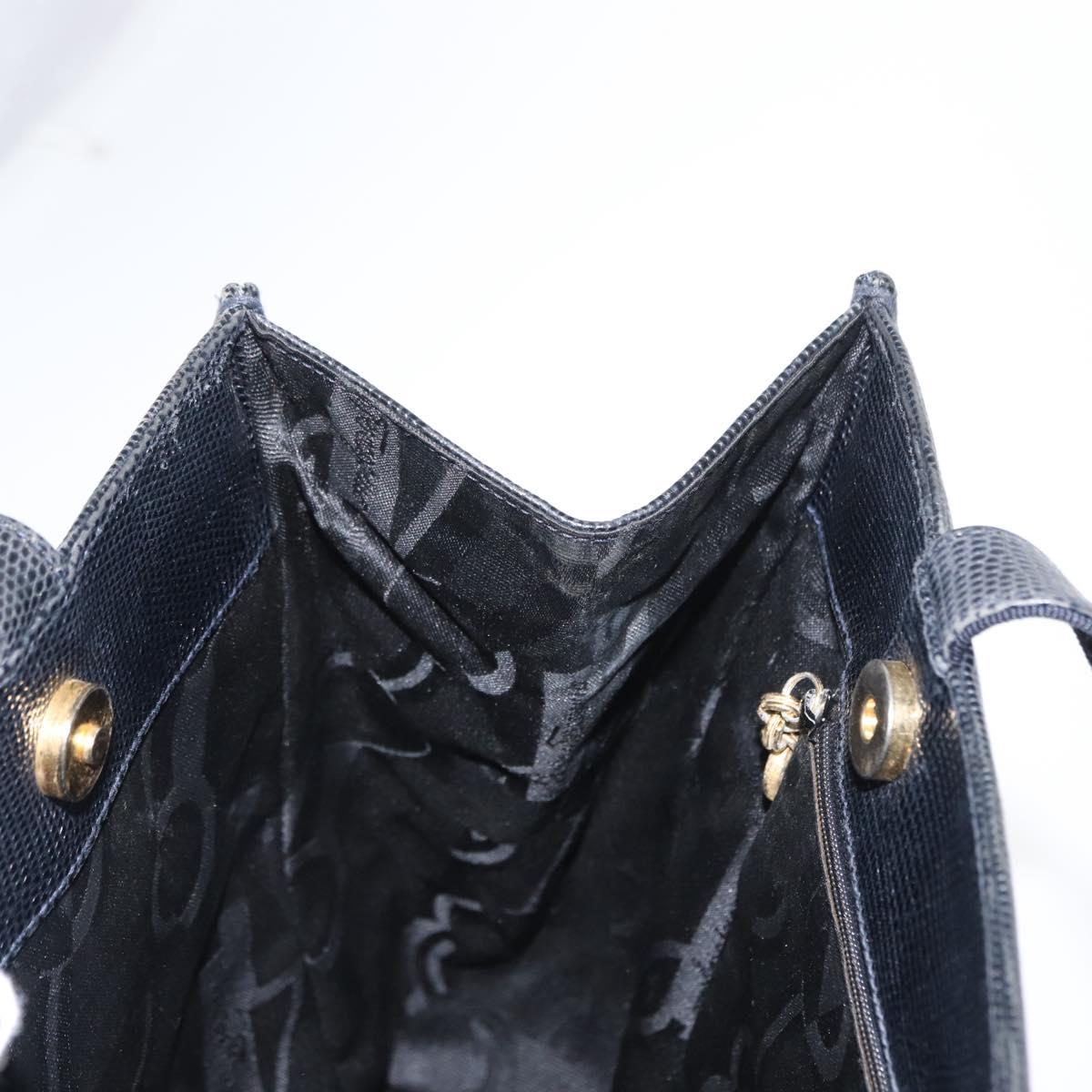 Salvatore Ferragamo Vala Tote Bag Leather Navy Gold Auth BA8751