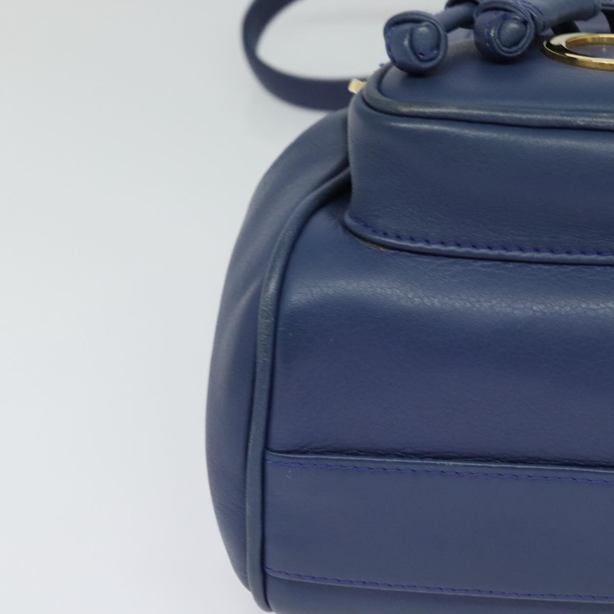 Christian Dior Backpack Leather Blue Auth BA875SAV