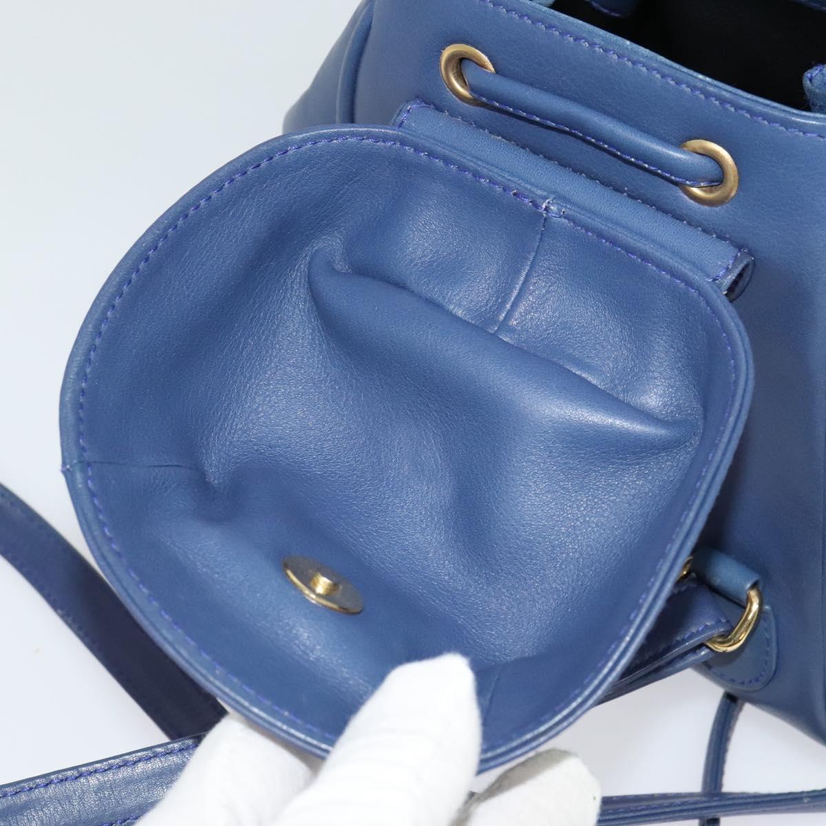 Christian Dior Backpack Leather Blue Auth BA875SAV