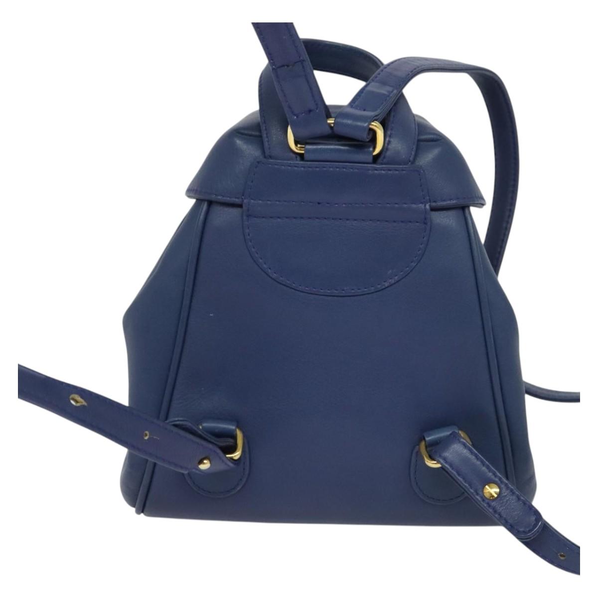 Christian Dior Backpack Leather Blue Auth BA875SAV