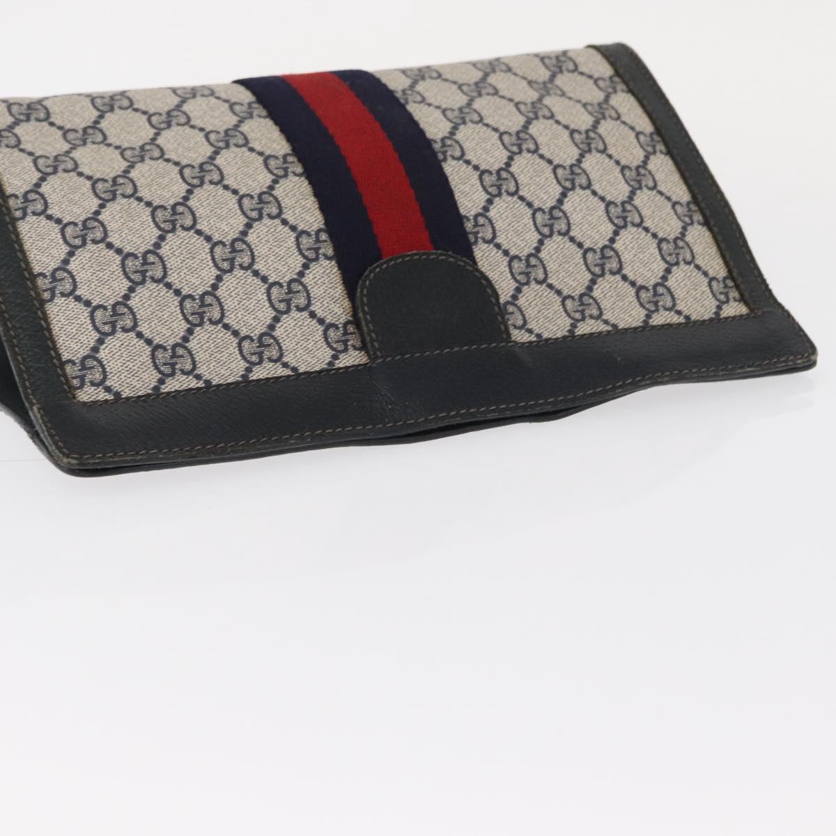GUCCI GG Supreme Sherry Line Clutch Bag PVC Red Navy 84 014 2125 28 Auth BA8773