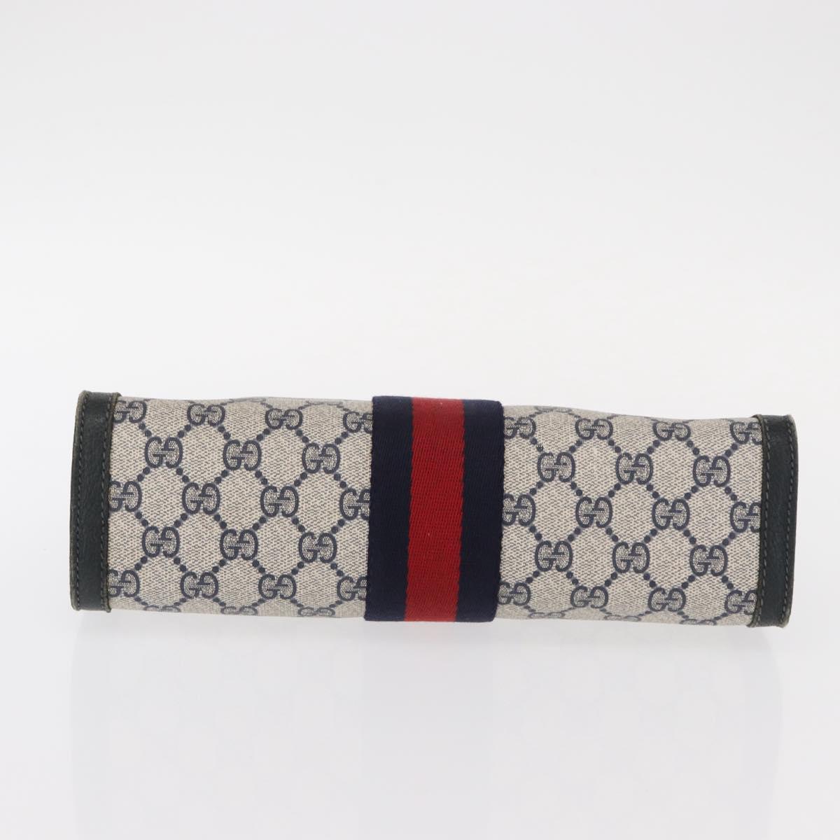 GUCCI GG Supreme Sherry Line Clutch Bag PVC Red Navy 84 014 2125 28 Auth BA8773