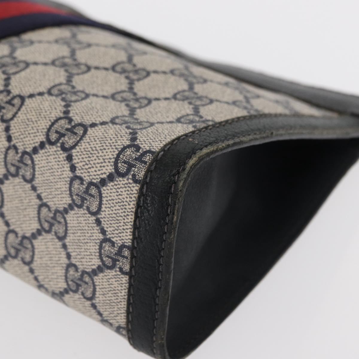 GUCCI GG Supreme Sherry Line Clutch Bag PVC Red Navy 84 014 2125 28 Auth BA8773