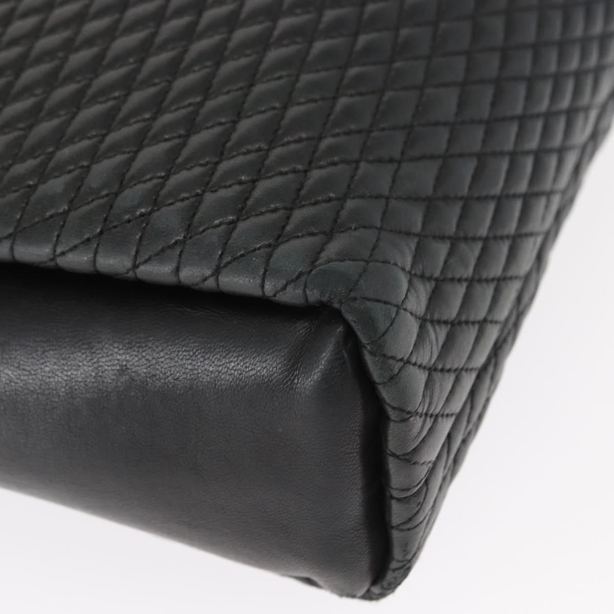 BALLY Chain Shoulder Bag Leather Navy Gold Auth BA8777