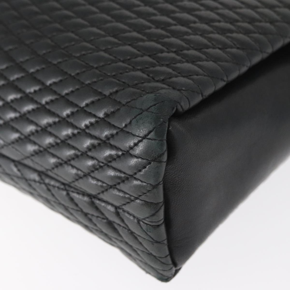 BALLY Chain Shoulder Bag Leather Navy Gold Auth BA8777