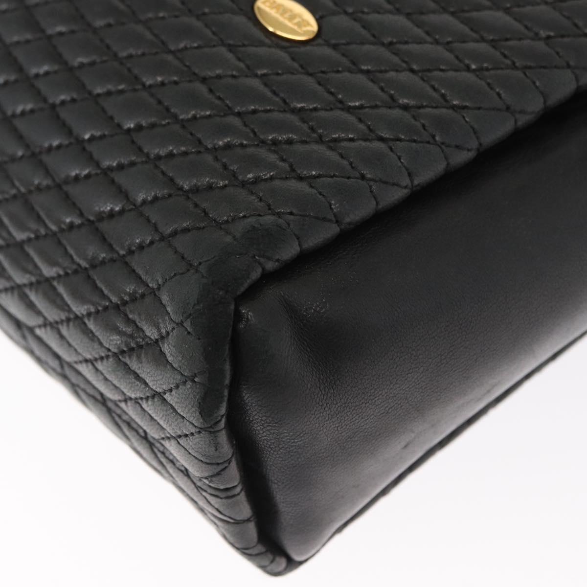 BALLY Chain Shoulder Bag Leather Navy Gold Auth BA8777