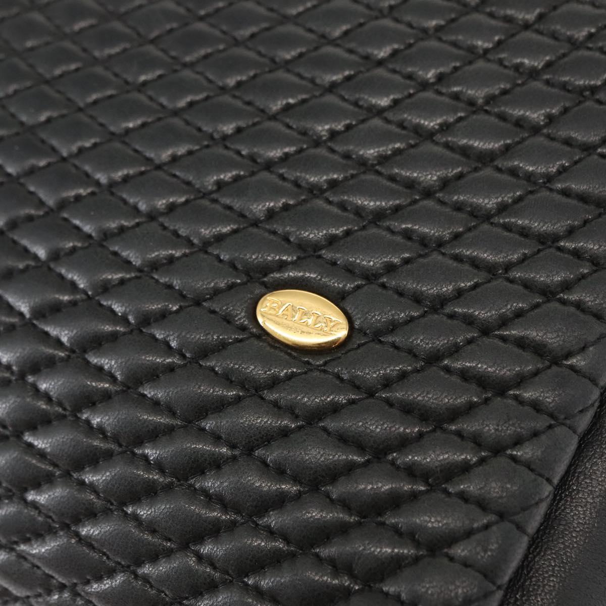 BALLY Chain Shoulder Bag Leather Navy Gold Auth BA8777