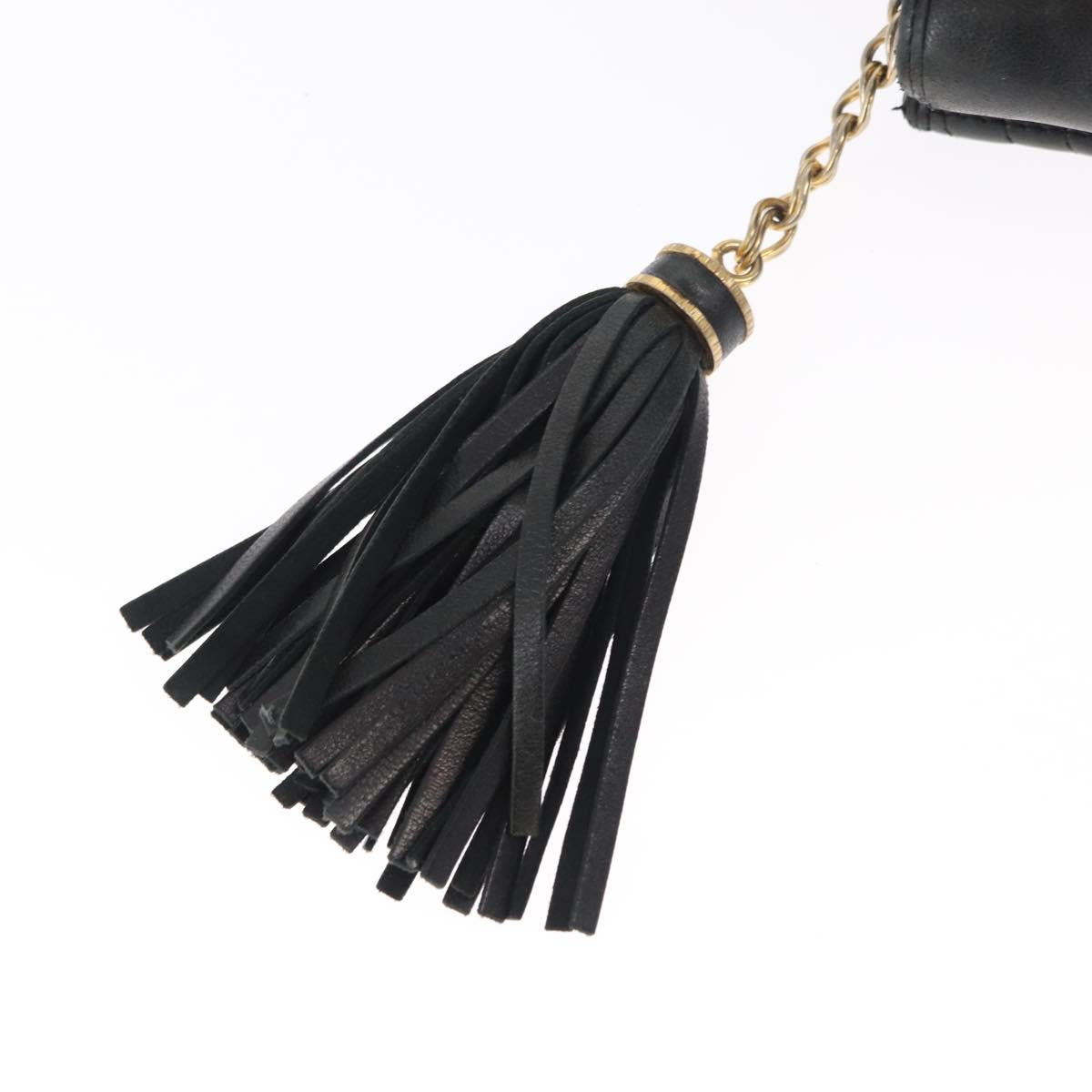 BALLY Chain Shoulder Bag Leather Navy Gold Auth BA8777