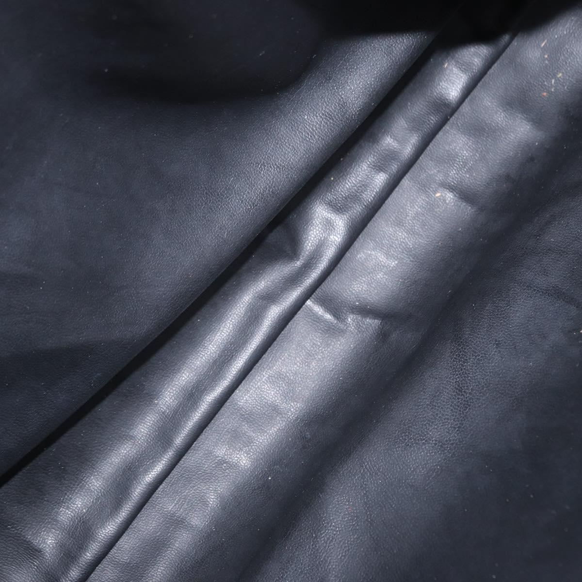 BALLY Chain Shoulder Bag Leather Navy Gold Auth BA8777