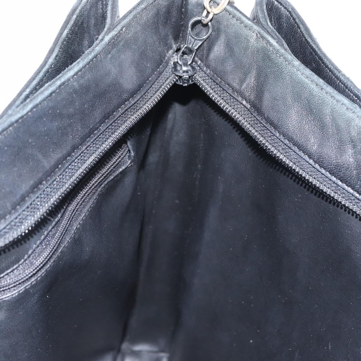 BALLY Chain Shoulder Bag Leather Navy Gold Auth BA8777