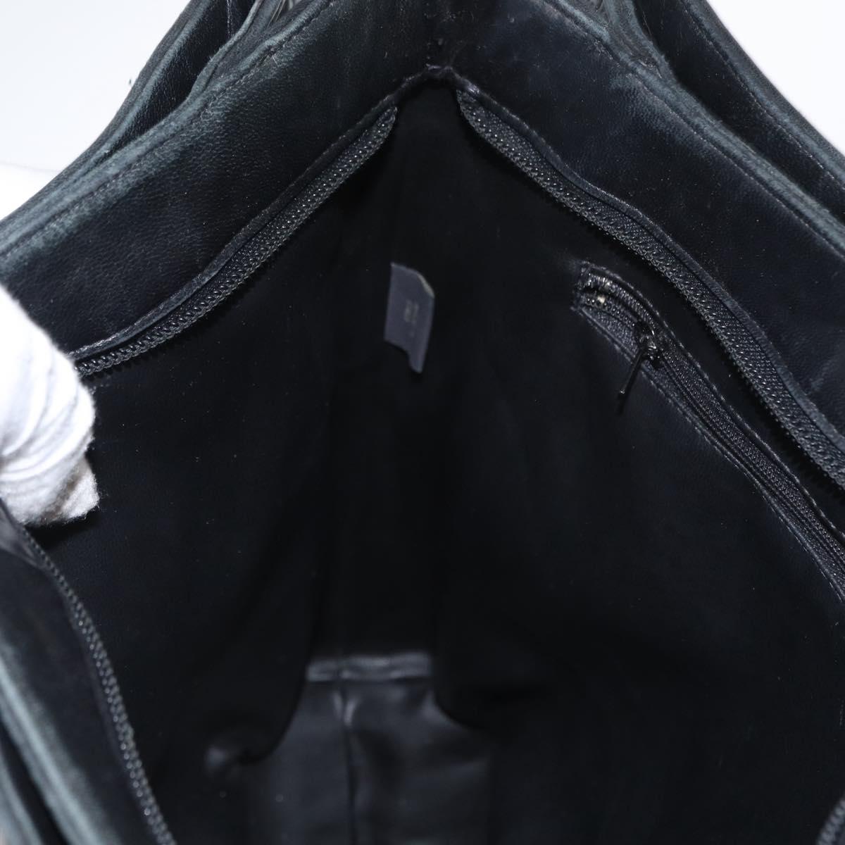 BALLY Chain Shoulder Bag Leather Navy Gold Auth BA8777