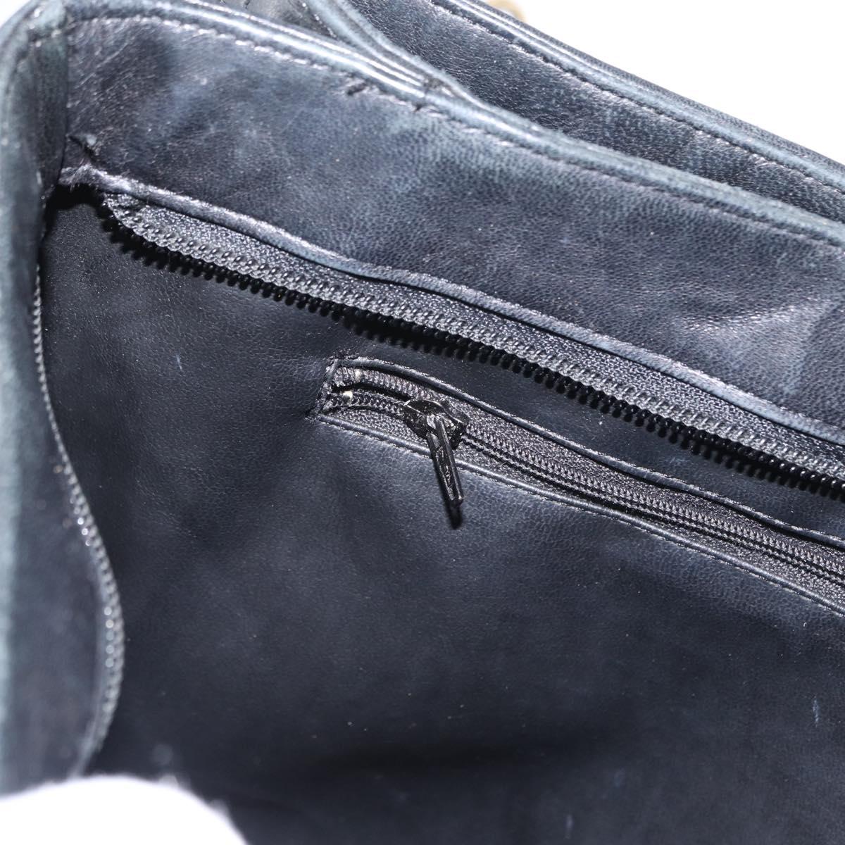 BALLY Chain Shoulder Bag Leather Navy Gold Auth BA8777