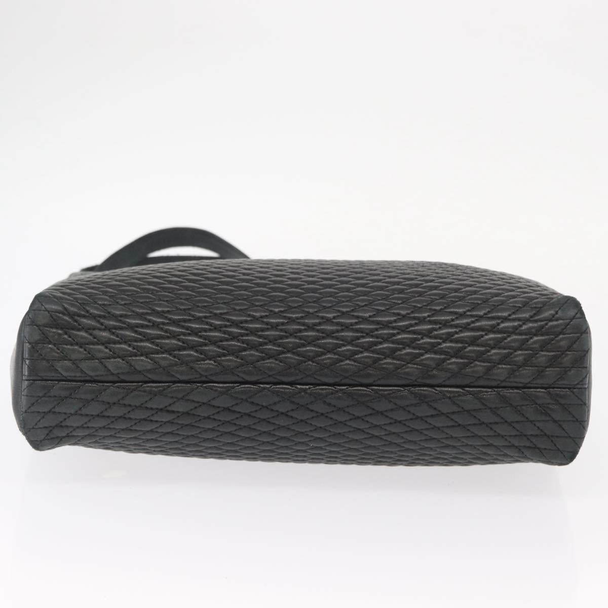 BALLY Chain Shoulder Bag Leather Navy Gold Auth BA8777