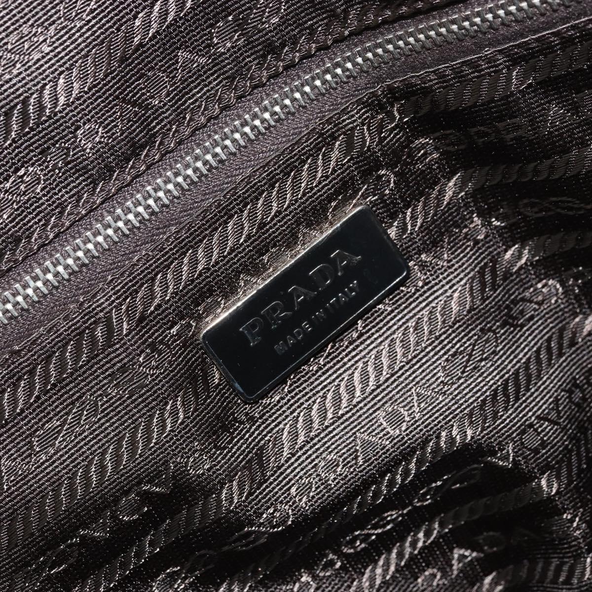PRADA Hand Bag Canvas Silver Beige Auth BA8778