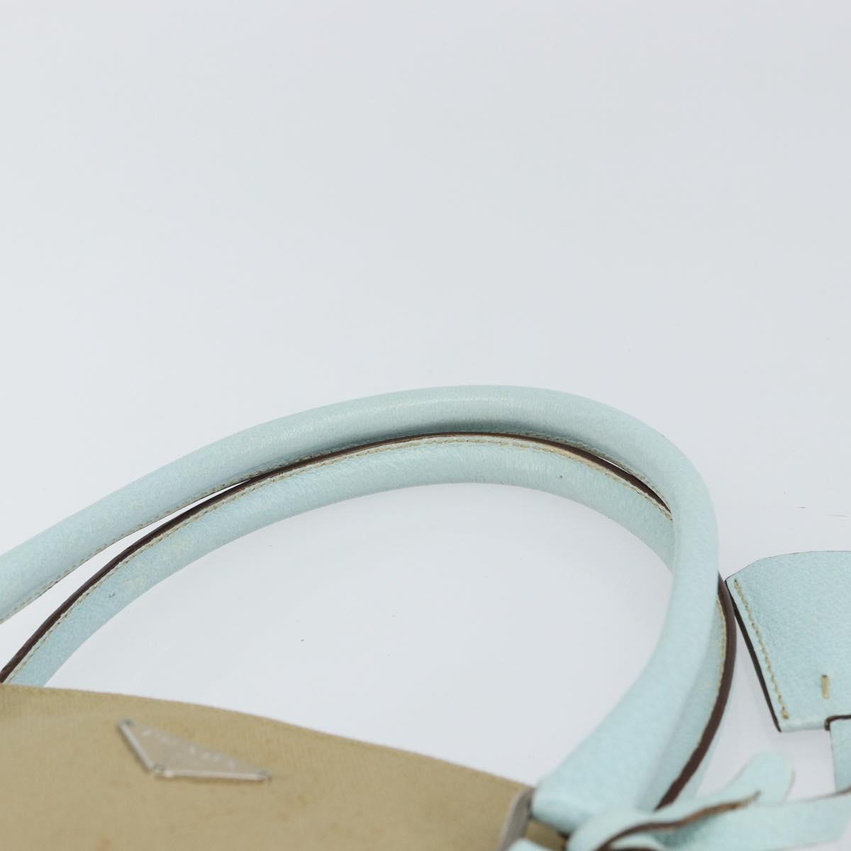 PRADA Hand Bag Canvas Silver Beige Auth BA8778