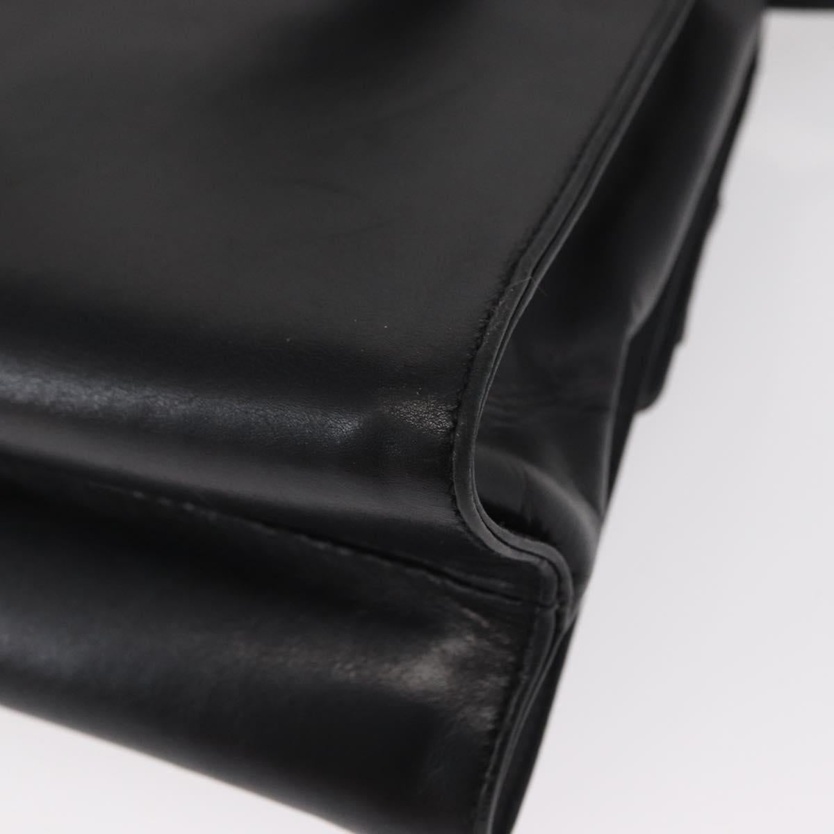 Salvatore Ferragamo Vala Hand Bag Leather 2way Black Gold Auth BA8780