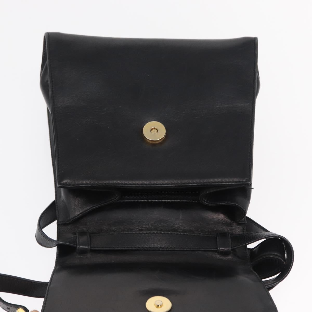 Salvatore Ferragamo Vala Hand Bag Leather 2way Black Gold Auth BA8780