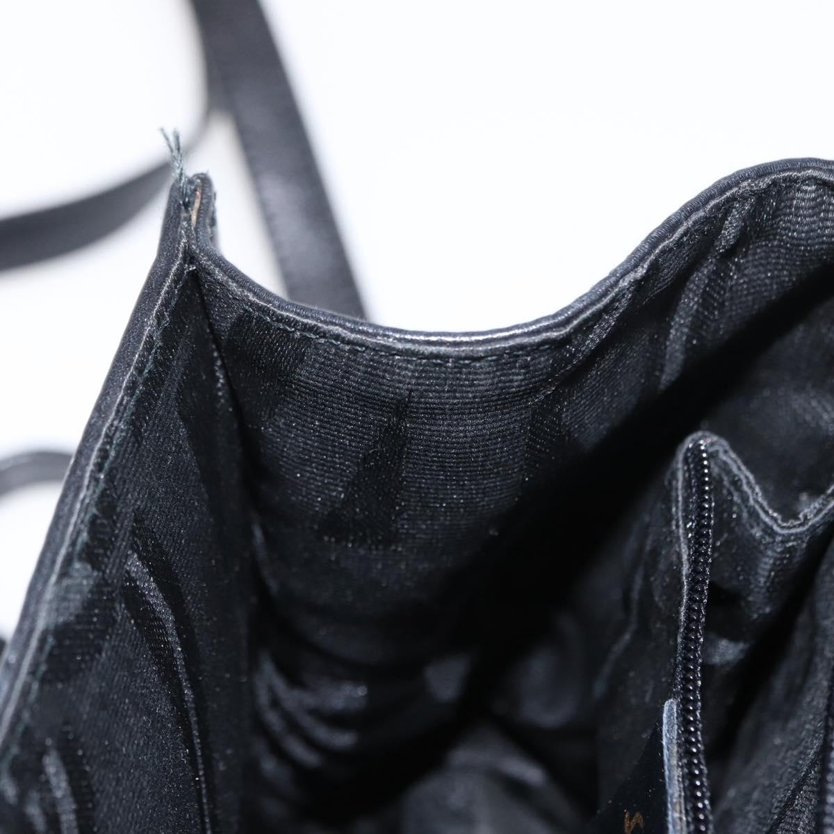 Salvatore Ferragamo Vala Hand Bag Leather 2way Black Gold Auth BA8780