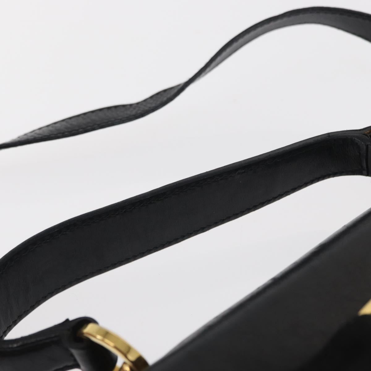 Salvatore Ferragamo Vala Hand Bag Leather 2way Black Gold Auth BA8780