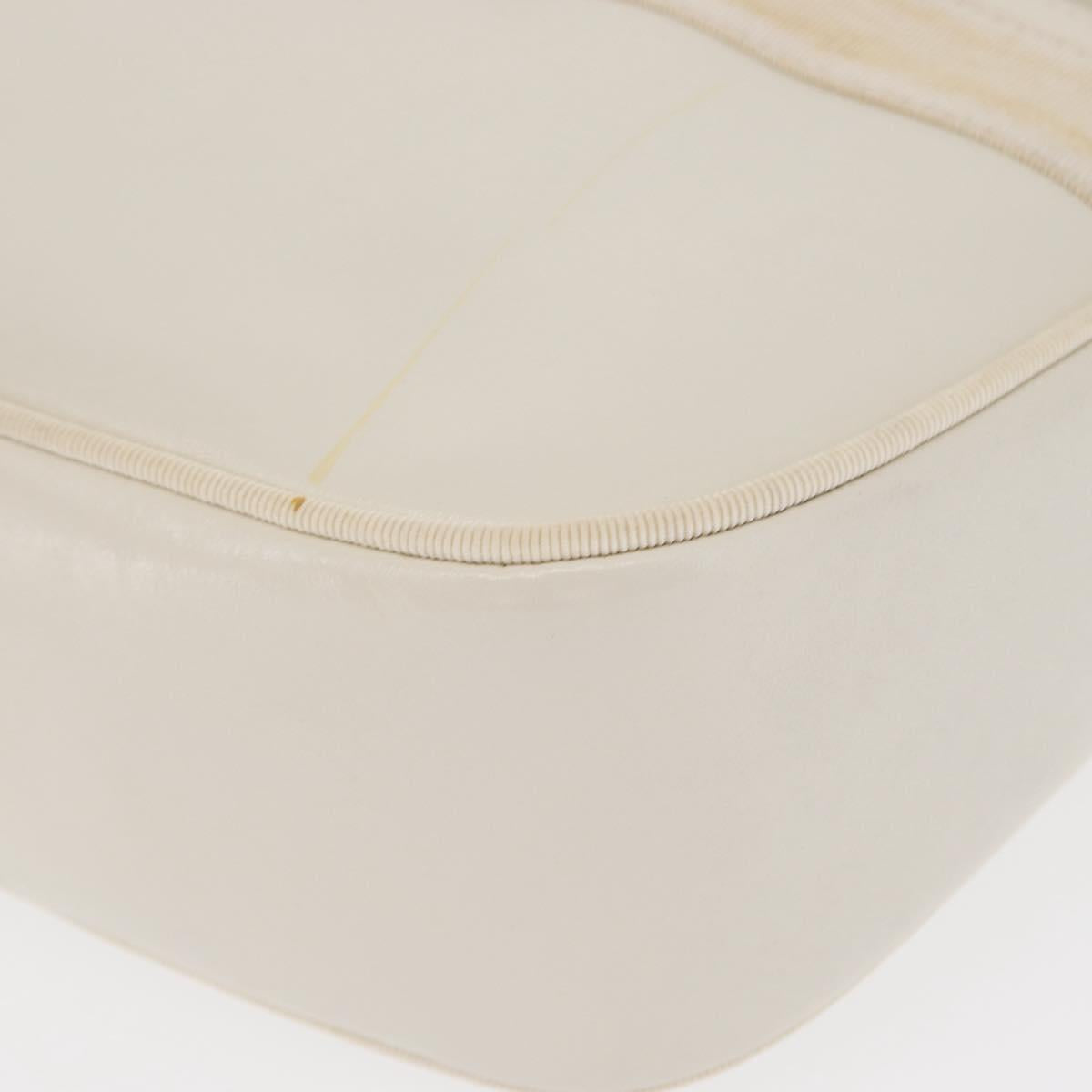 Salvatore Ferragamo Gancini Shoulder Bag Leather White Gold Auth BA8782