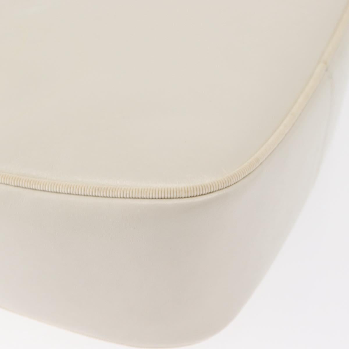 Salvatore Ferragamo Gancini Shoulder Bag Leather White Gold Auth BA8782